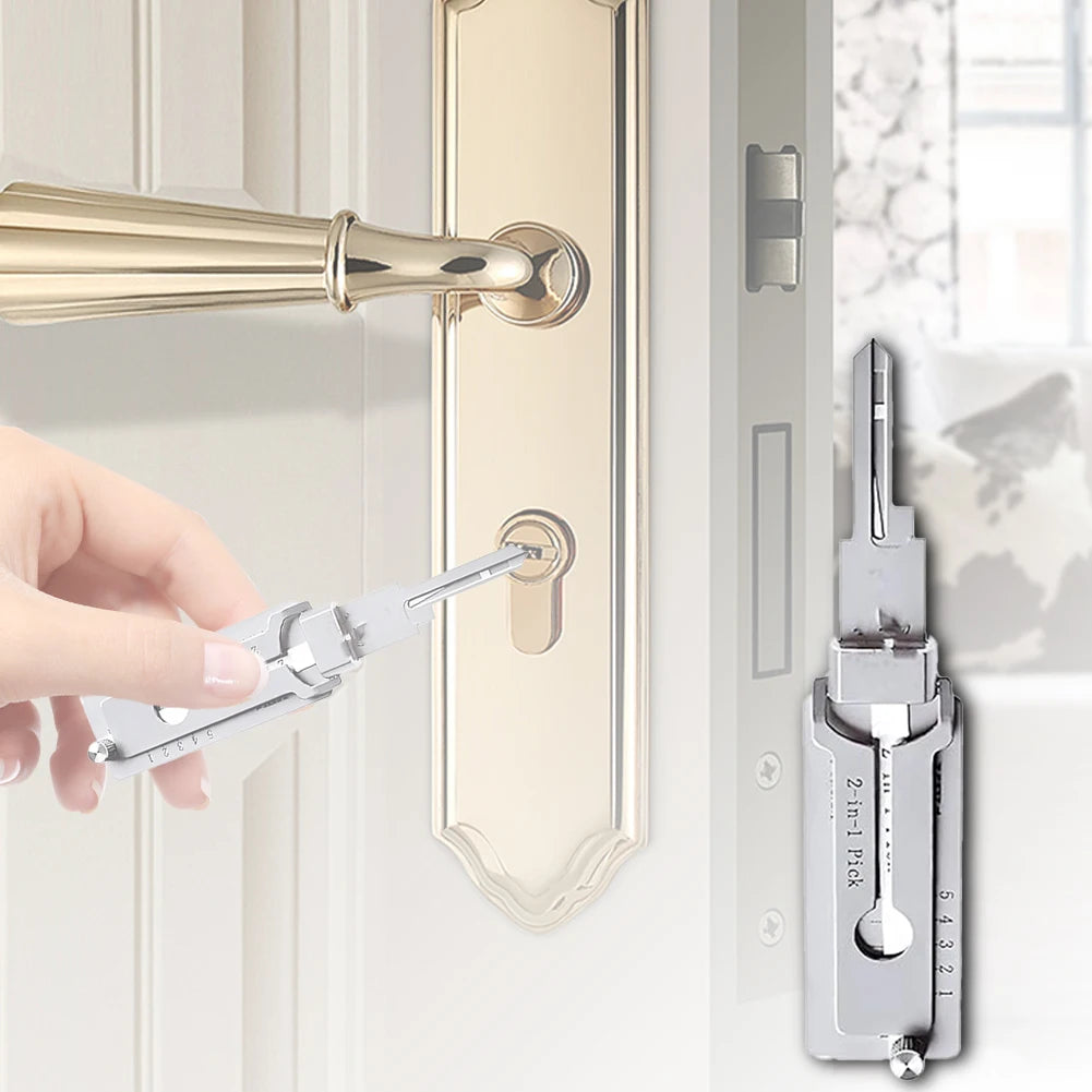 1-10PCS 2 In 1 Stainless Steel Key Decoder Precision Hook And Pick Set Lock Decoder O-ring Pickup Kit Maintenance Repair Hand To
