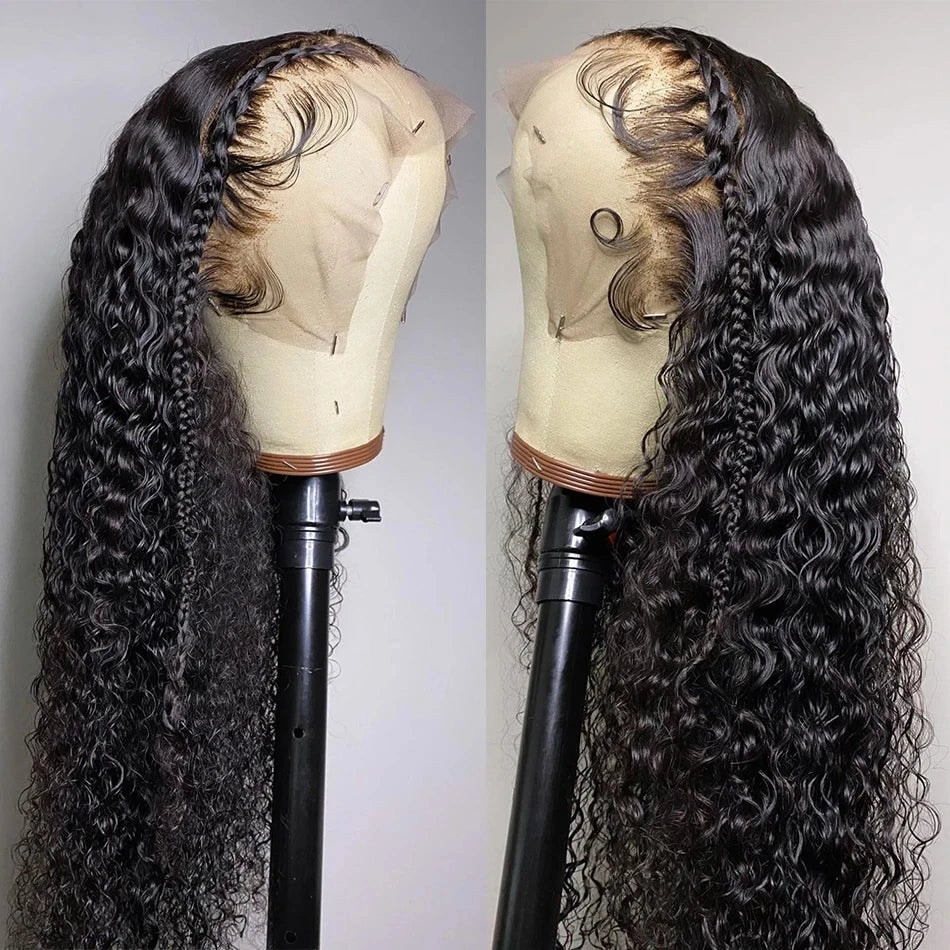 Perruques en cheveux humains en dentelle 360 HD à vagues profondes brésiliennes, perruque frontale en dentelle bouclées en cheveux pour femmes, pré-épilées