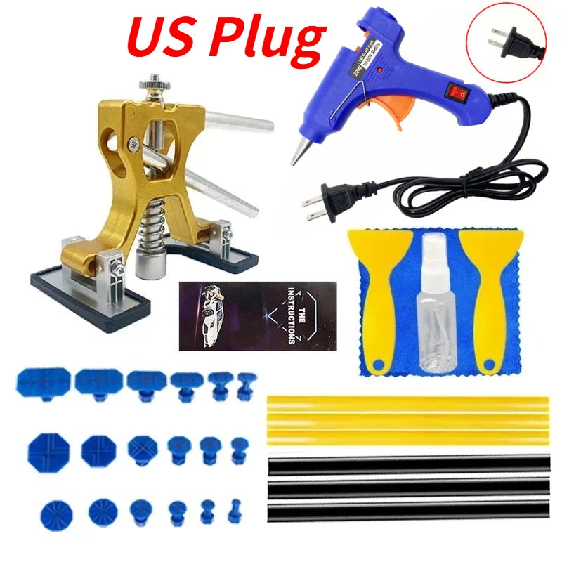 Kit outils de réparation de bosses et imperfection de voiture de la marque Zoposon choisissez votre kit de réparation de carrosserie sans peinture avec pistolet à colle, outil suceur de bosses.