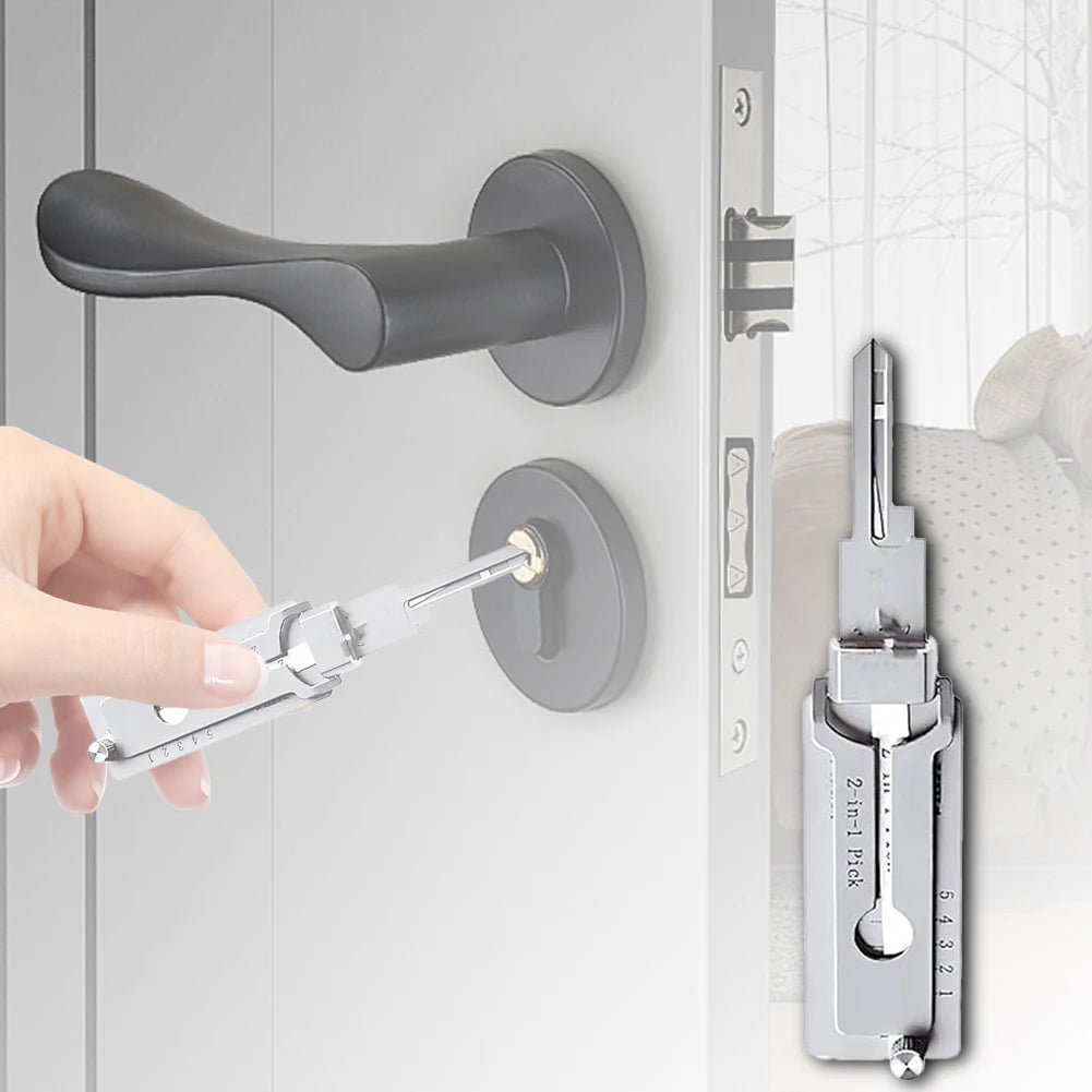 1-10PCS 2 In 1 Stainless Steel Key Decoder Precision Hook And Pick Set Lock Decoder O-ring Pickup Kit Maintenance Repair Hand To