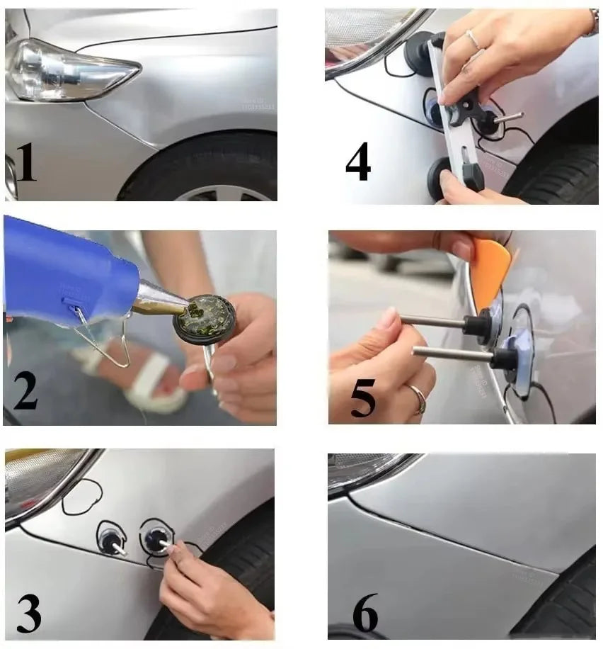 Kit outils de réparation de bosses et imperfection de voiture de la marque Zoposon choisissez votre kit de réparation de carrosserie sans peinture avec pistolet à colle, outil suceur de bosses.