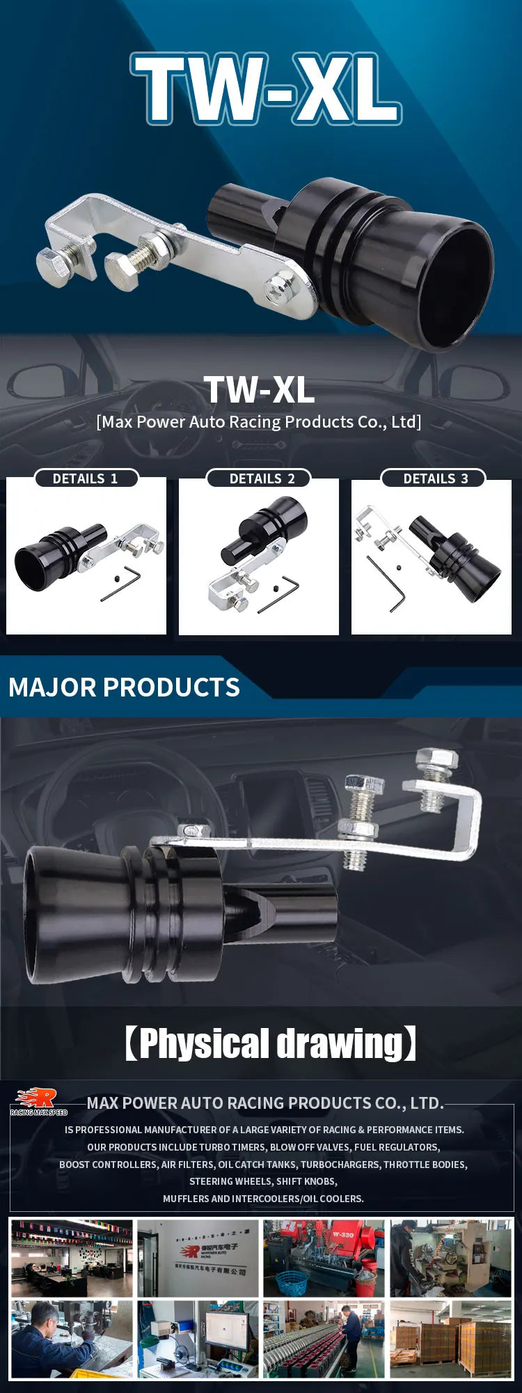 Simulation sonore universel Turbo - Sifflet pour tuyau d'échappement de voiture