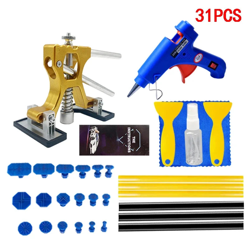 Kit outils de réparation de bosses et imperfection de voiture de la marque Zoposon choisissez votre kit de réparation de carrosserie sans peinture avec pistolet à colle, outil suceur de bosses.
