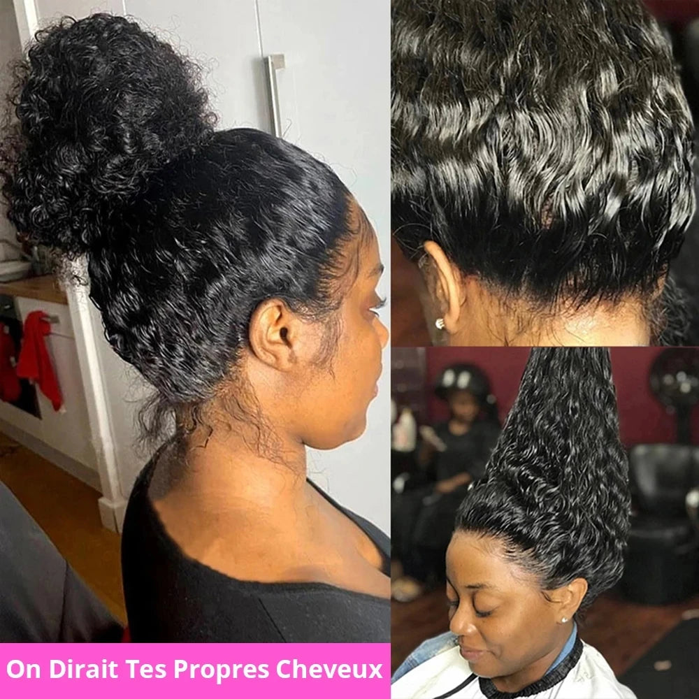 Perruques en cheveux humains en dentelle 360 HD à vagues profondes brésiliennes, perruque frontale en dentelle bouclées en cheveux pour femmes, pré-épilées