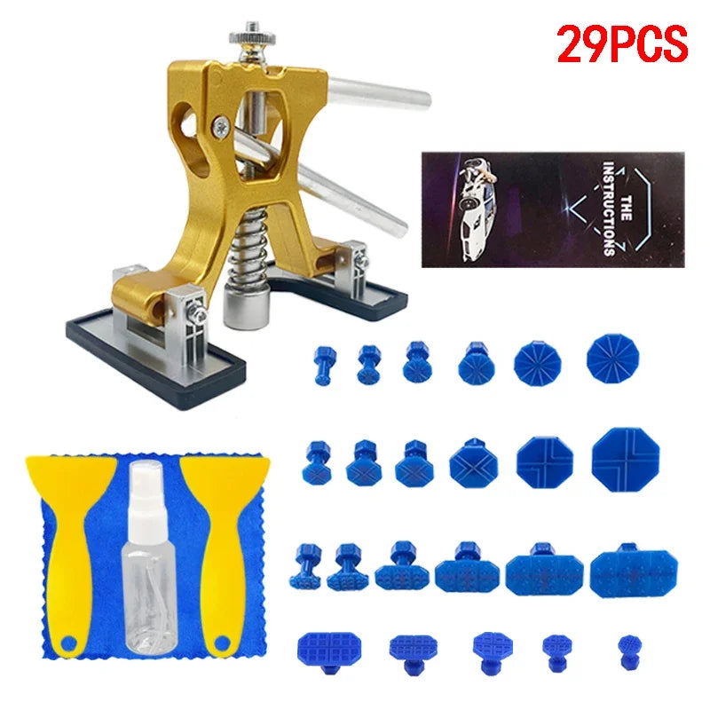Kit outils de réparation de bosses et imperfection de voiture de la marque Zoposon choisissez votre kit de réparation de carrosserie sans peinture avec pistolet à colle, outil suceur de bosses.
